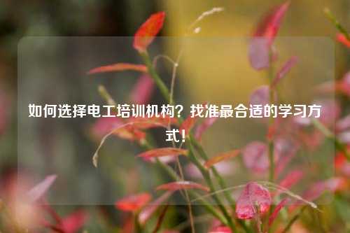 如何选择电工培训机构？找准最合适的学习方式！-图1