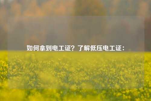 如何拿到电工证？了解低压电工证：-图1