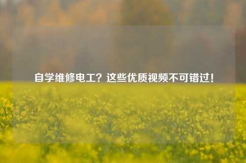 自学维修电工？这些优质视频不可错过！-图1